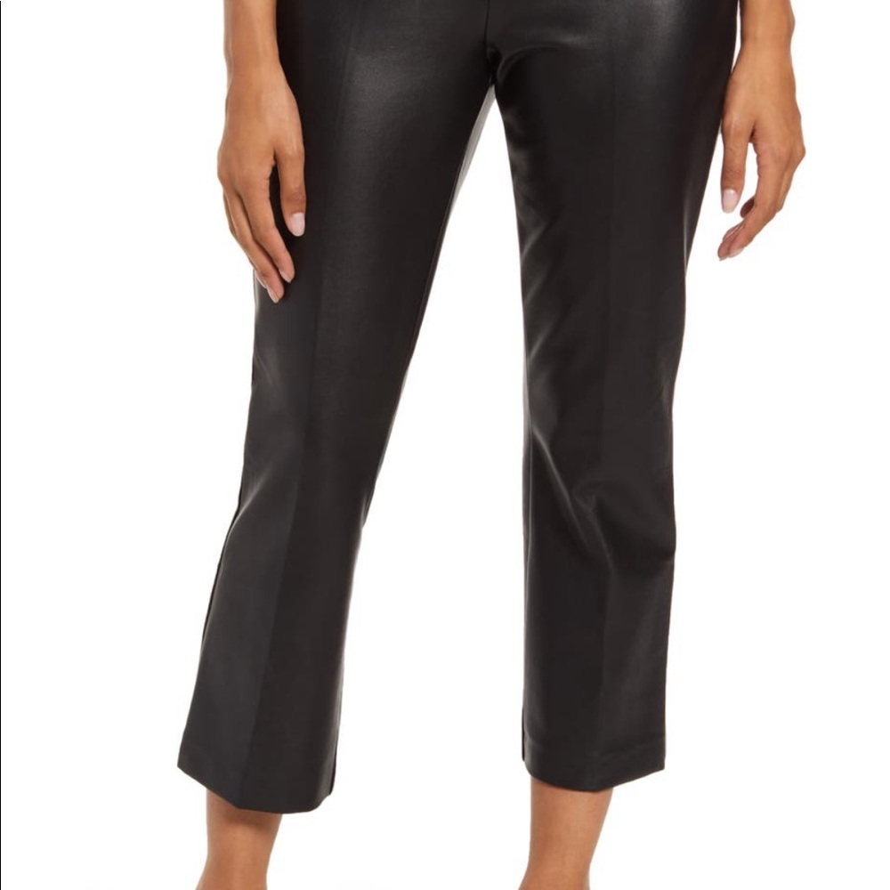 Halogen leather kick flare crop pants